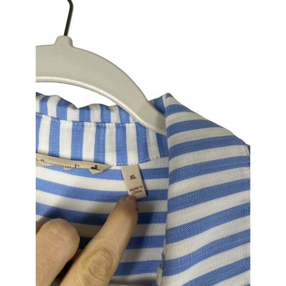Soft Surroundings Stripe Square Button Tunic Top Button Front and Back Tencel XL - Picture 6 of 11